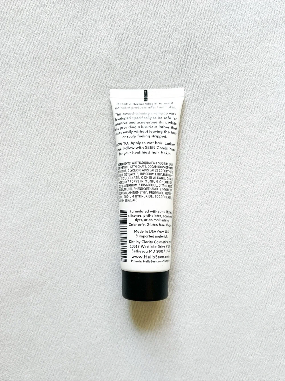 Seen White, Black & Cream Travel Shampoo Tube